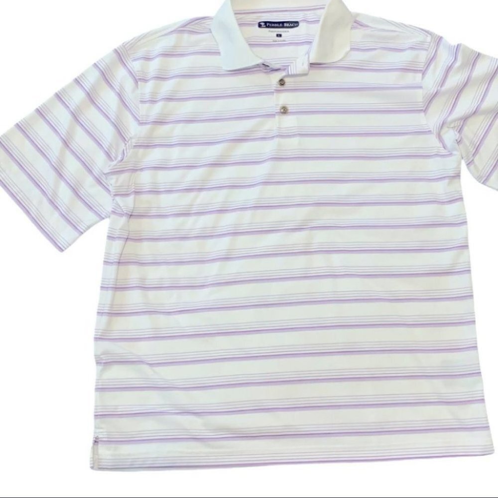 Pebble beach performance man striped T shirt, size L